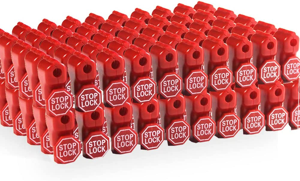 Peg Hook Locks Stop Lock 100 Piece Plastic Red Retail Peg Hook Security Locks