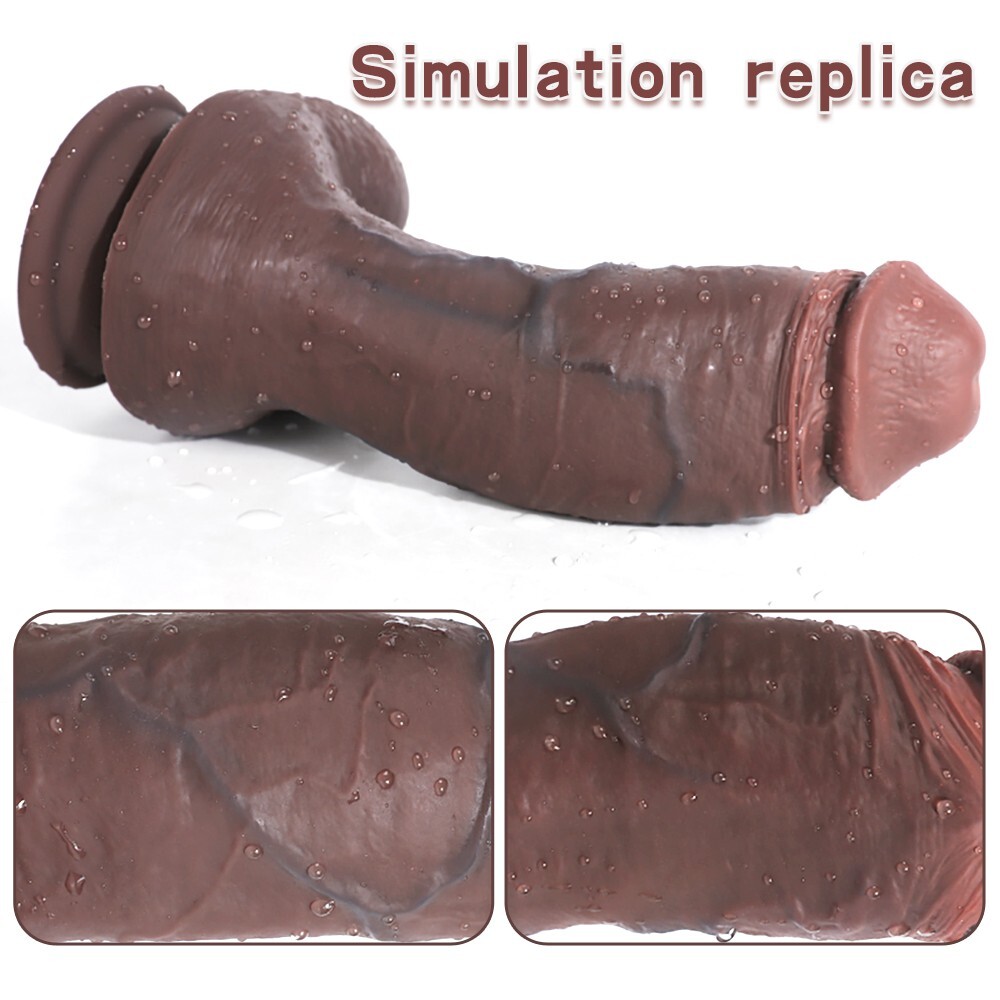 Chocolate Cock 8 Inch Realistic Dildo Black BBC Dong Big Fat Thick Girth Sex Toy