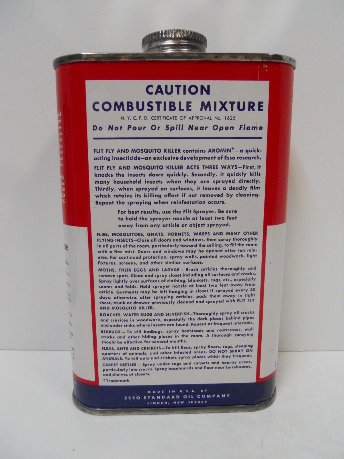 Vintage Set of (4) Different ESSO FLIT 1 Pint Cans Empty and for Display Only