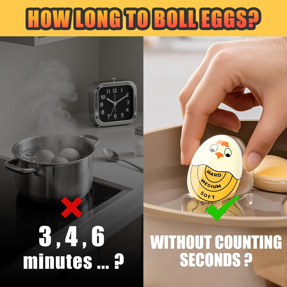 Egg Timer for Hard Boiled Eggs Soft Boiled Color Changing Indicator Tells When E