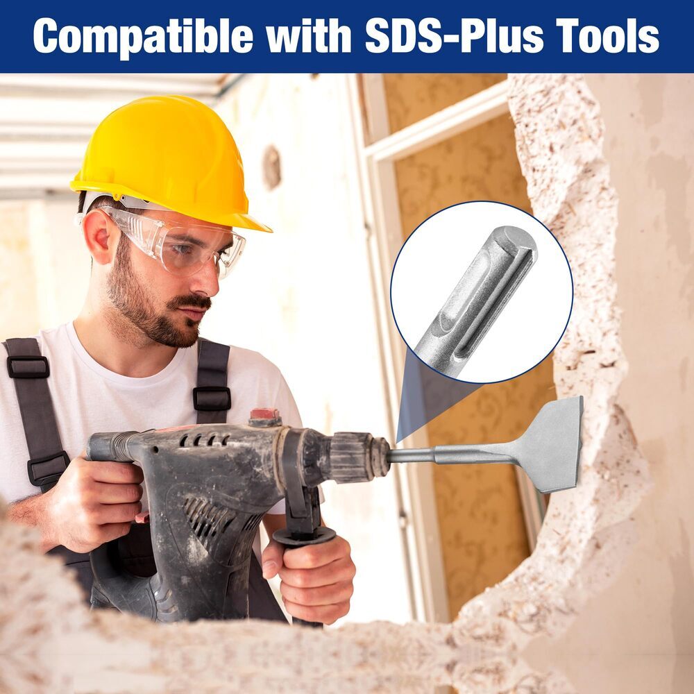 WORKPRO 3" SDS Plus Chisel Cranked Angled Bent Tile Removal Chisels for SDS-Plus