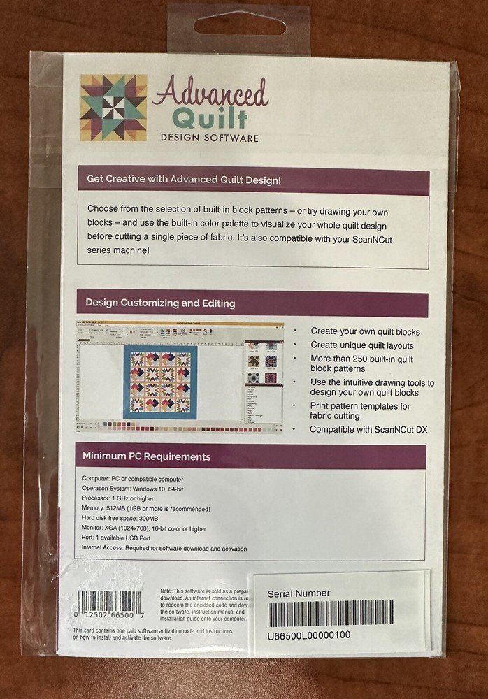 Brother Advanced Quilt Design Software SAADVQLT - NEW