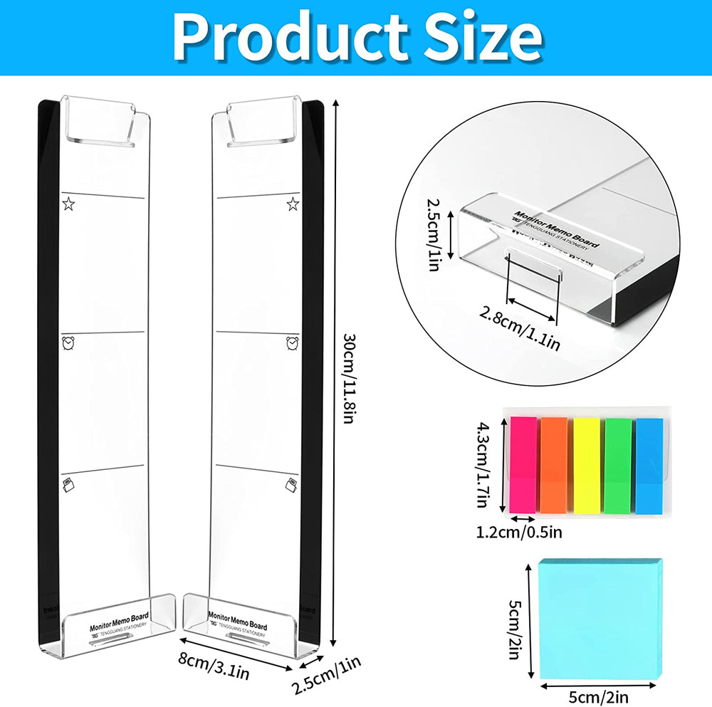 Monitor Memo Board, 2PCS Multifunction Sticky Note Holder for Computer Screen, A