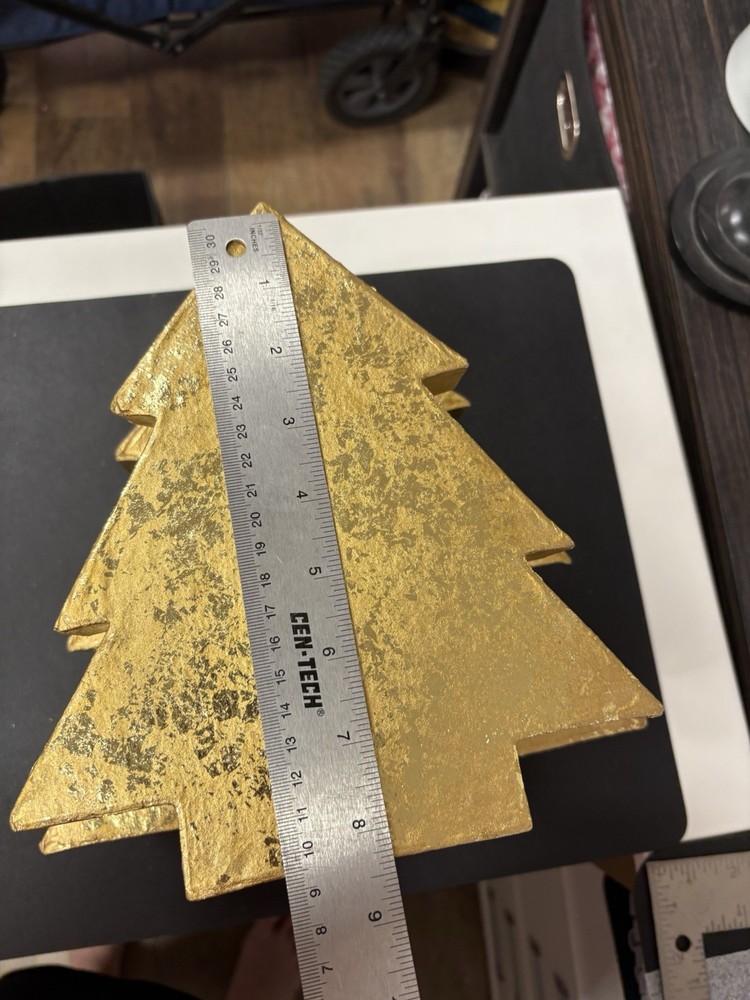 2 STAR AND 2 CHRISTMAS TREE NESTING BOXES GOLD