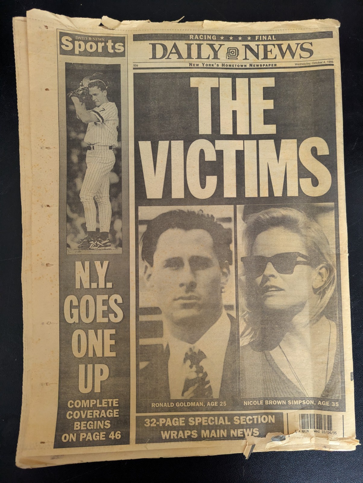 New York Daily News Newspaper O.j. Simpson Acquitted October 4 1995
