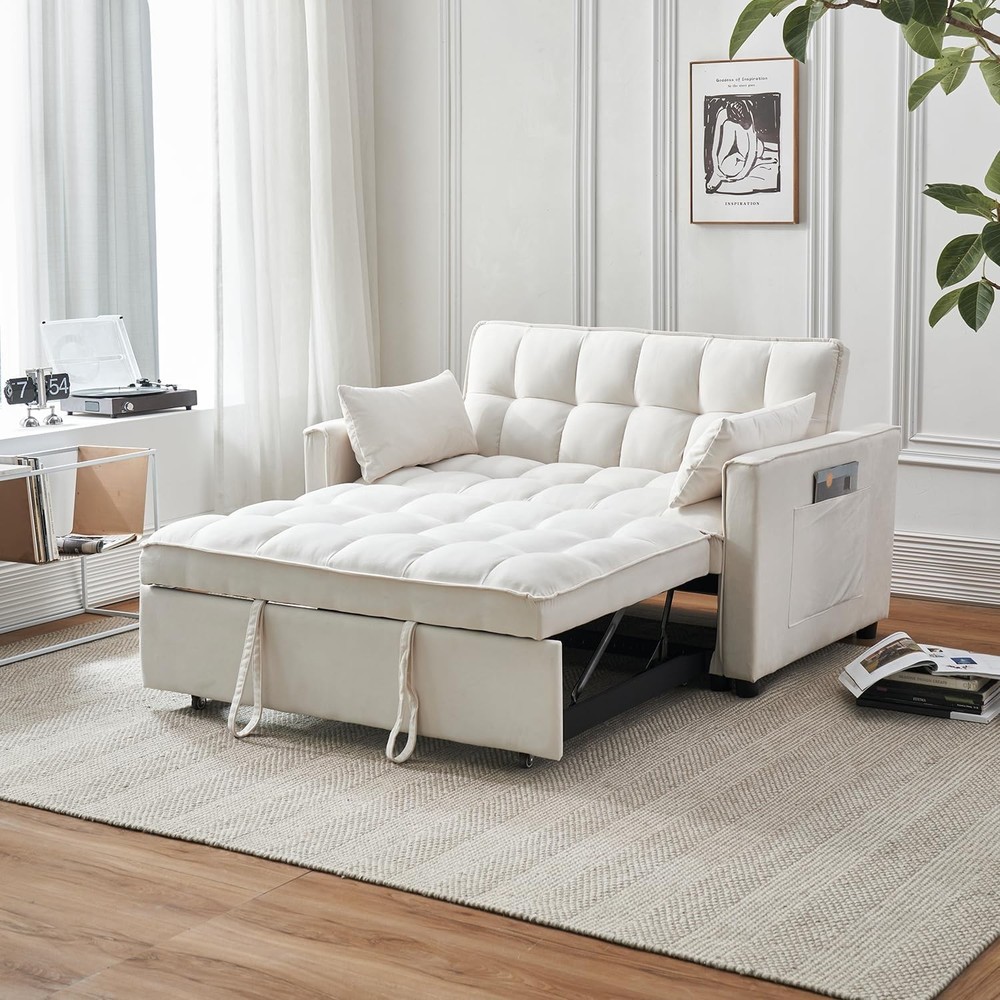 54.8'' Sleeper Sofa Bed 3-in-1 Convertible Couch with Pullout Bed,