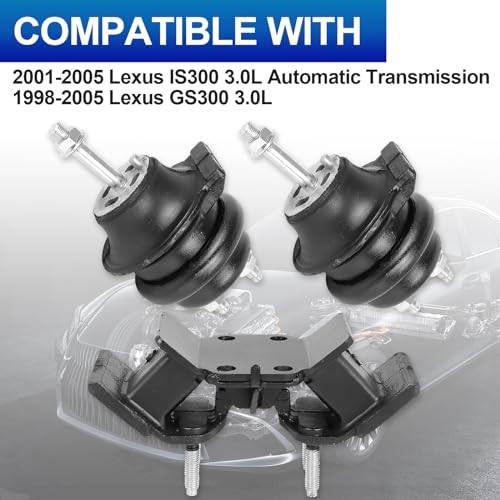3PCS Engine Motor Mounts Set - Heat-Treated Rubber & Alloy Support -