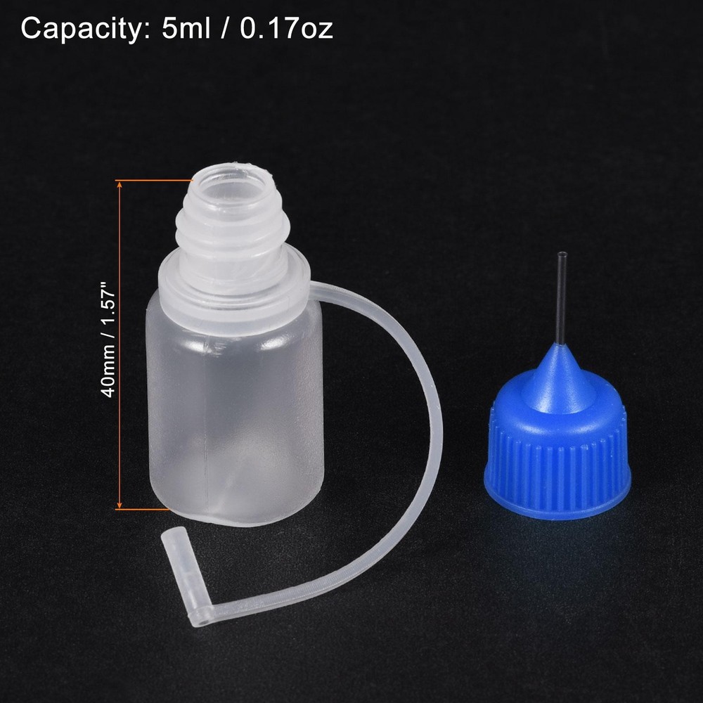 Needle Tip Bottle Precision Plastic Applicator 5ml Blue Hood 20pcs