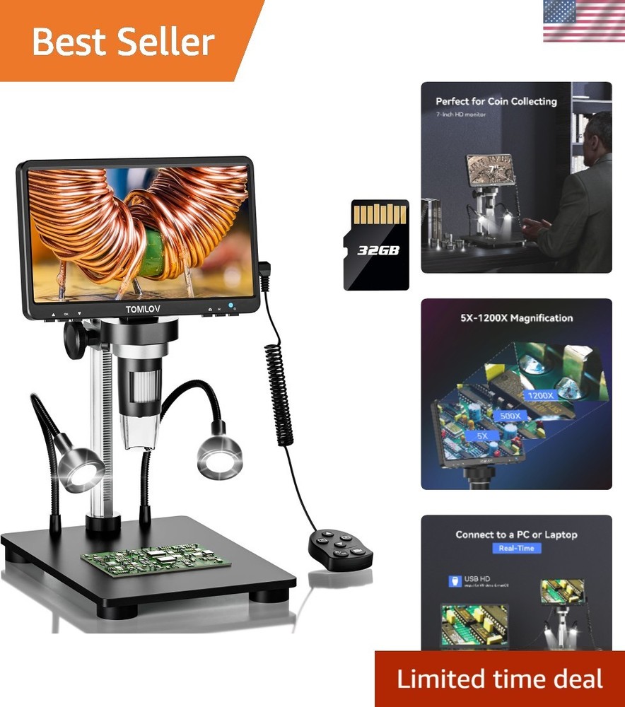 Explore Microscopic Wonders: DM9B 1200X LCD Microscope with Rotatable 7" Screen