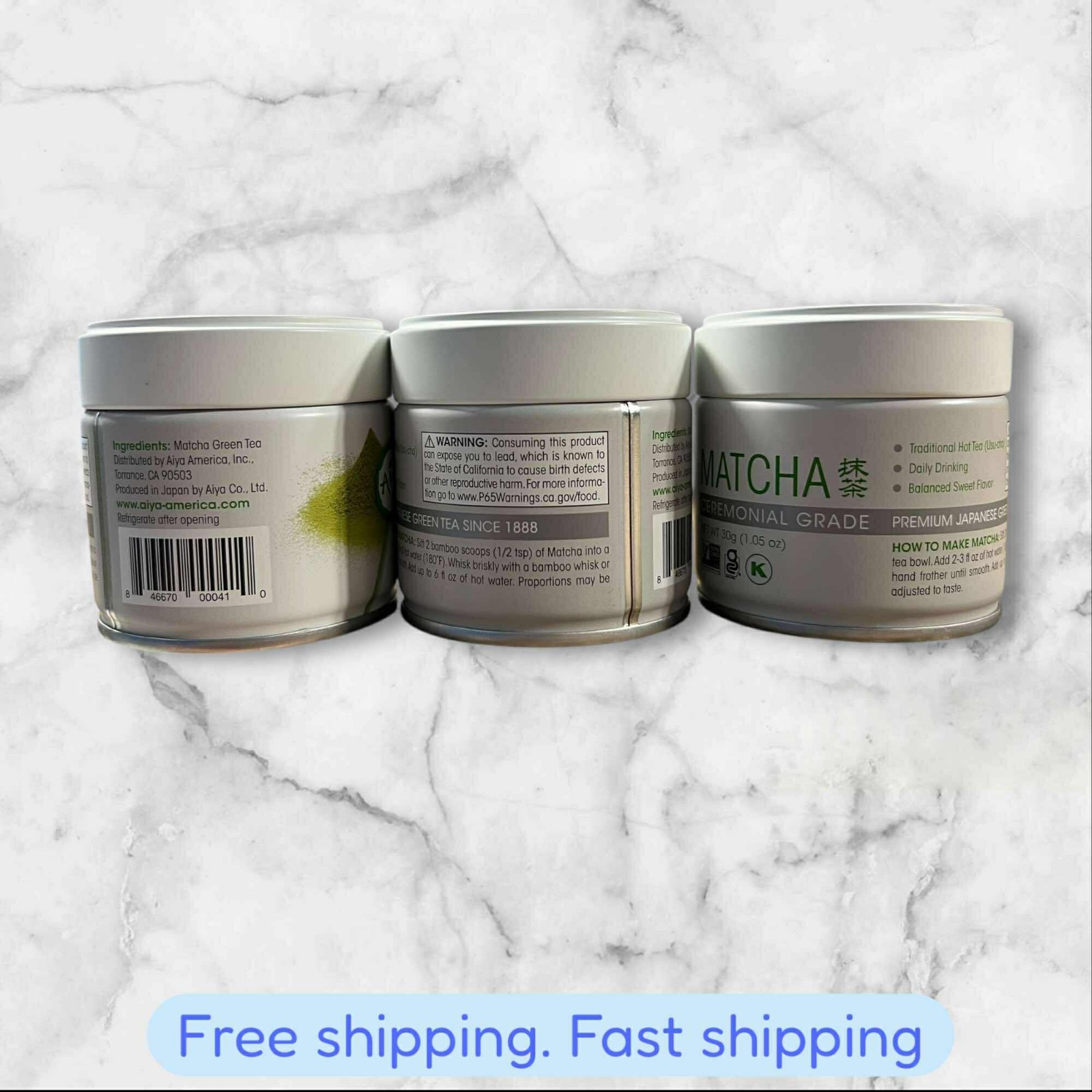 FOR 3 Cans Aiya Japanese ORGANIC Matcha Ceremonial Grade 30g (1.05oz) Fresh SHIP