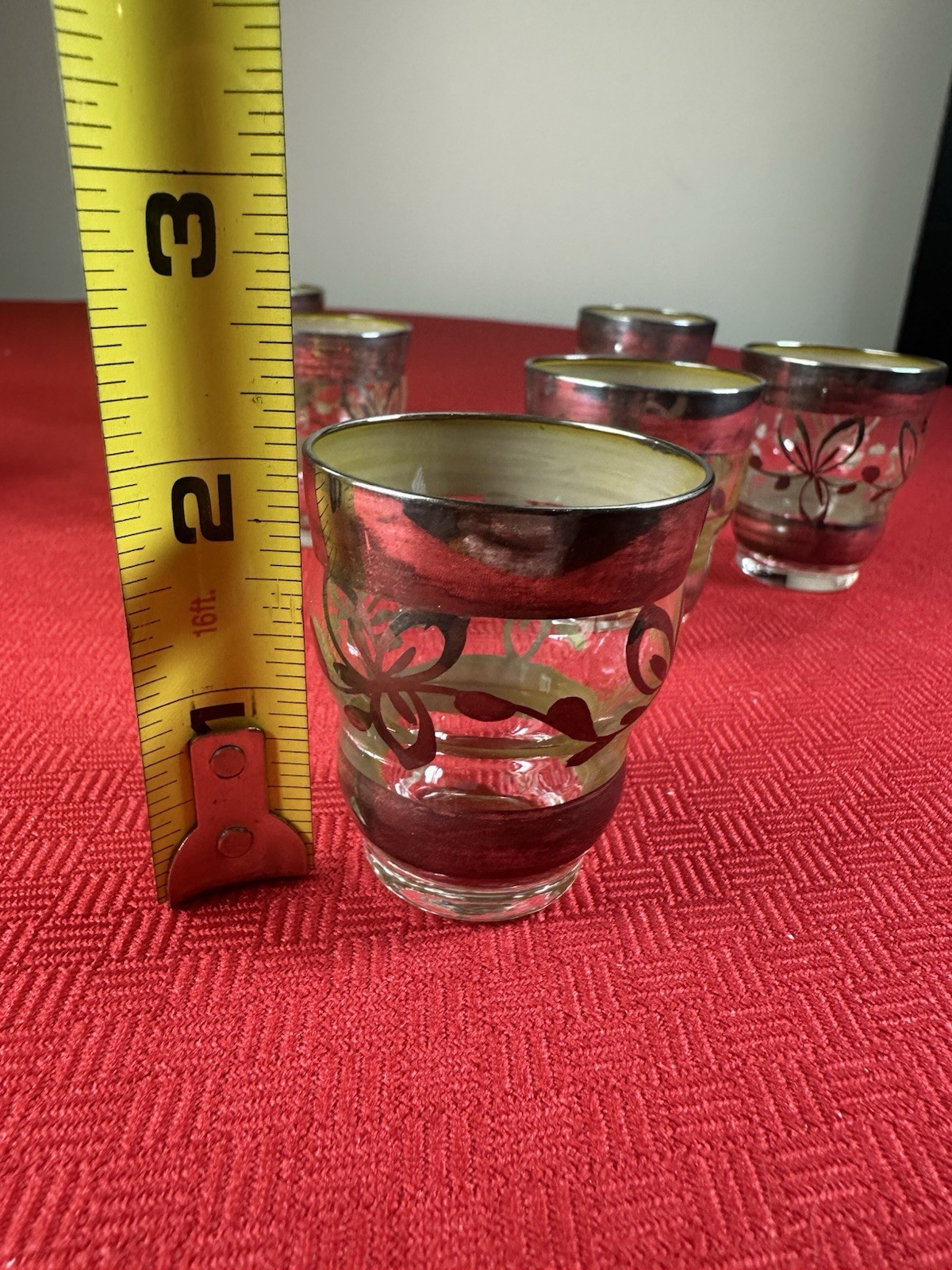 Antique 8 Piece Sterling Silver Overlay Decanter Set Art Deco Liquor Hand Blown