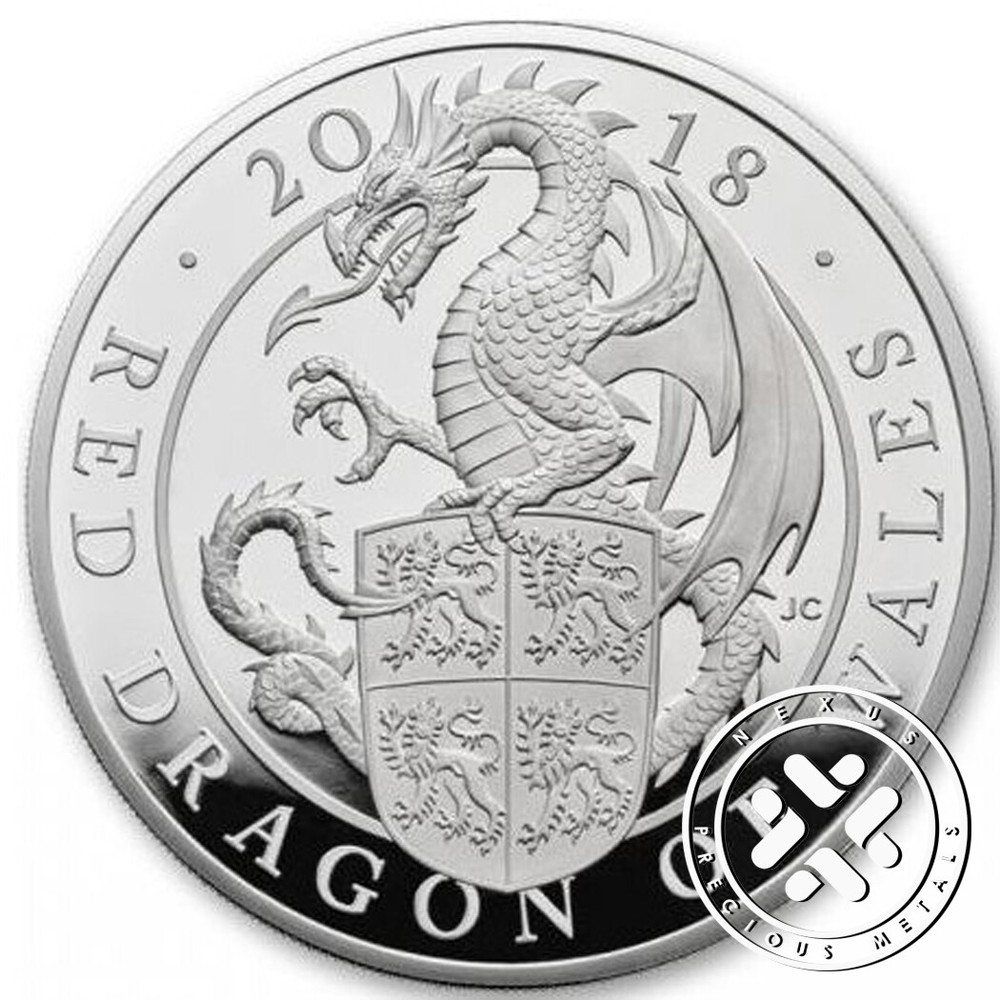 2018 10 OZ SILVER PROOF COIN QUEEN BEASTS RED DRAGON