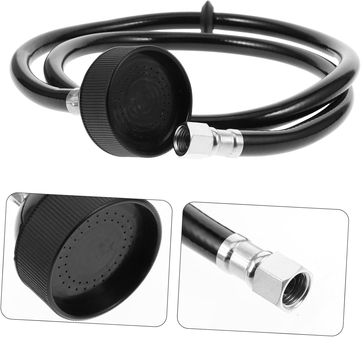 Salon Shampoo Faucet Sprayer Head Black Rubber Hose Beauty Equipment 120cm/47"