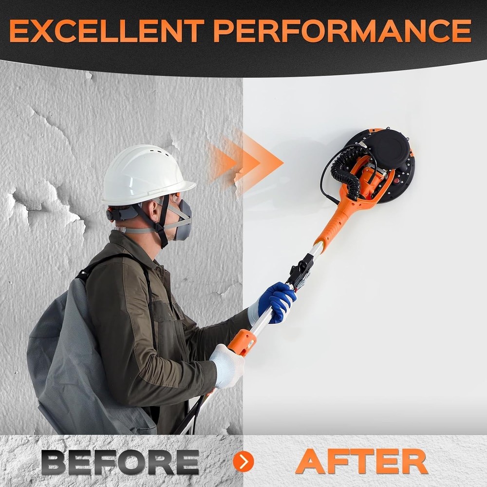 Drywall Sander Tool, 8.5 Amp Popcorn Ceiling Removal Tool with 7 Variable Spe...