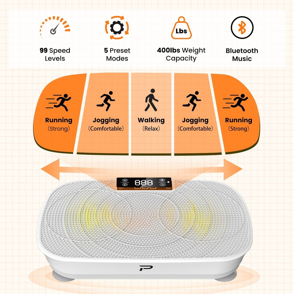 COOLHUT VIBRATION PLATE EXERCISE MACHINE BODY WORKOUT WAVE VIBRATION PLATE WHITE