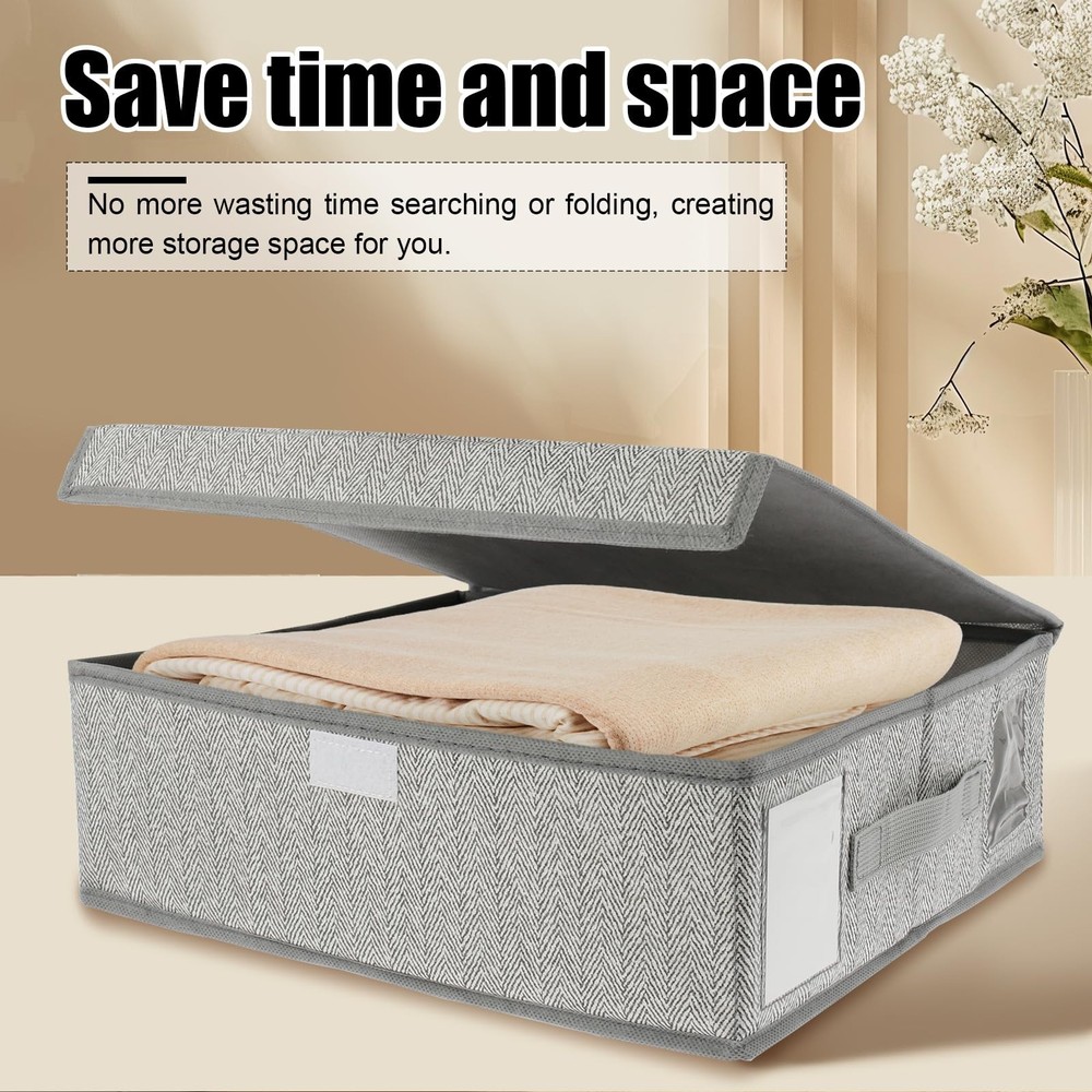 4 Pcs Bed Sheet Organizers, Foldable, Window, Label, Portable Handle, Closet