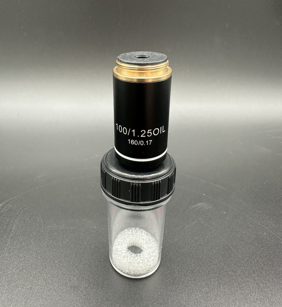 AmScope 100X Achromatic Microscope Oil Immersion Objective with Black Finish