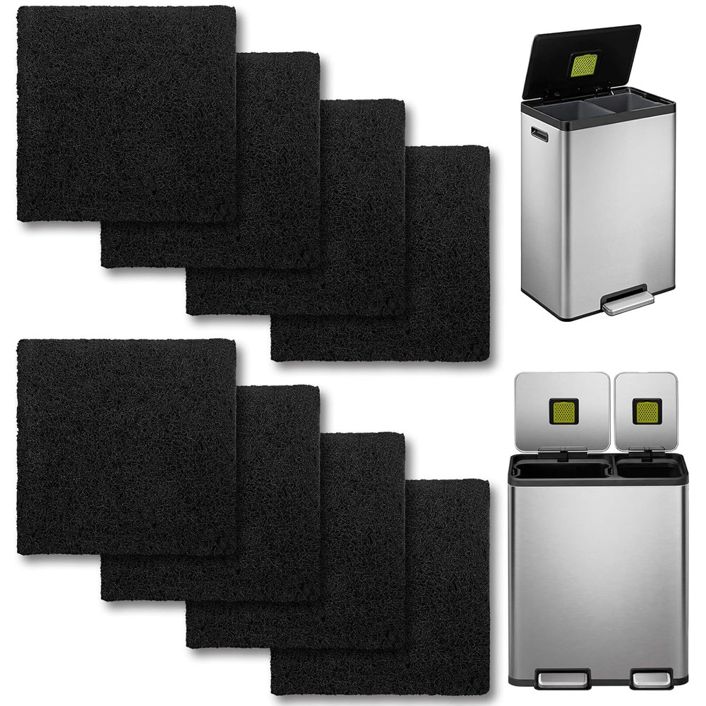 8 Pack Trash Can Odor Filter Refills for Compost Bin, Square Carbon Compost Filt