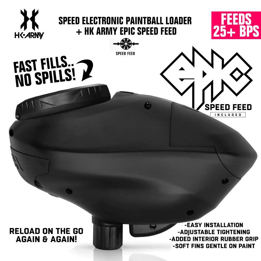 HK Army Speed Electronic Paintball Loader with Epic Speed Feed - Stealth