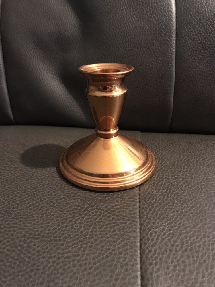 1977 CONSOLE CANDLESTICK 3 7/8” x 3 7/8” Coppercraft Guild Sample Party Rep NOS