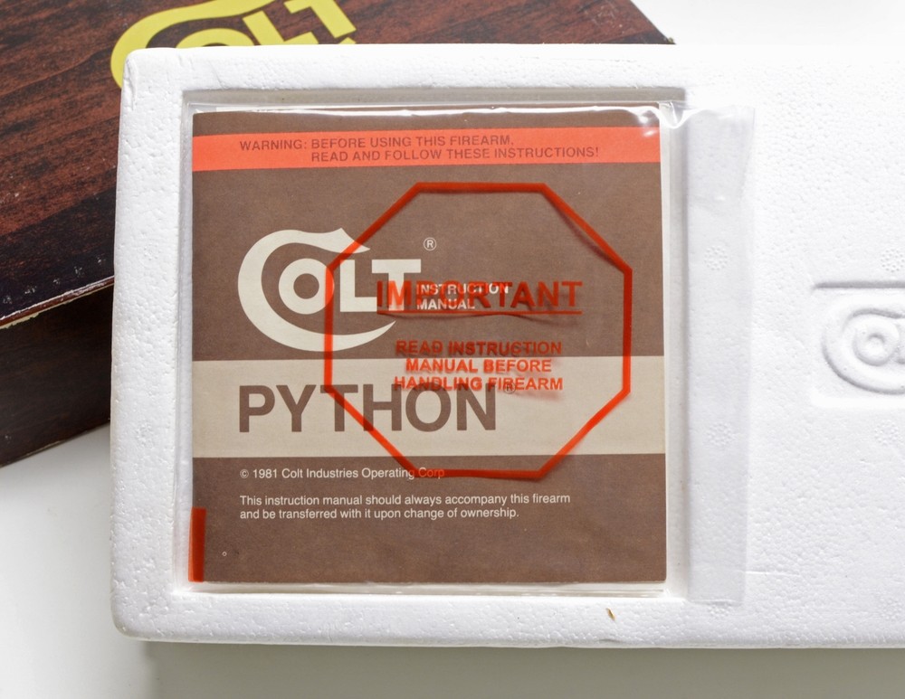 Colt Python Anaconda Diamondback 1911 Plastic Manual Sleeve