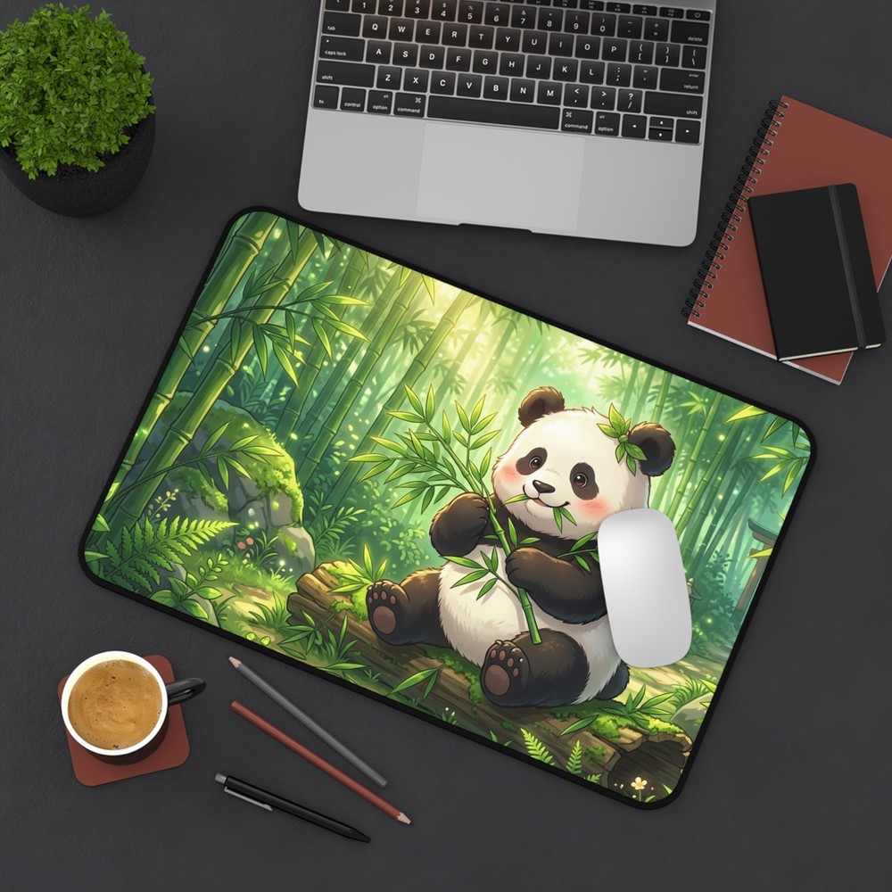 Panda in forest Desk Mat