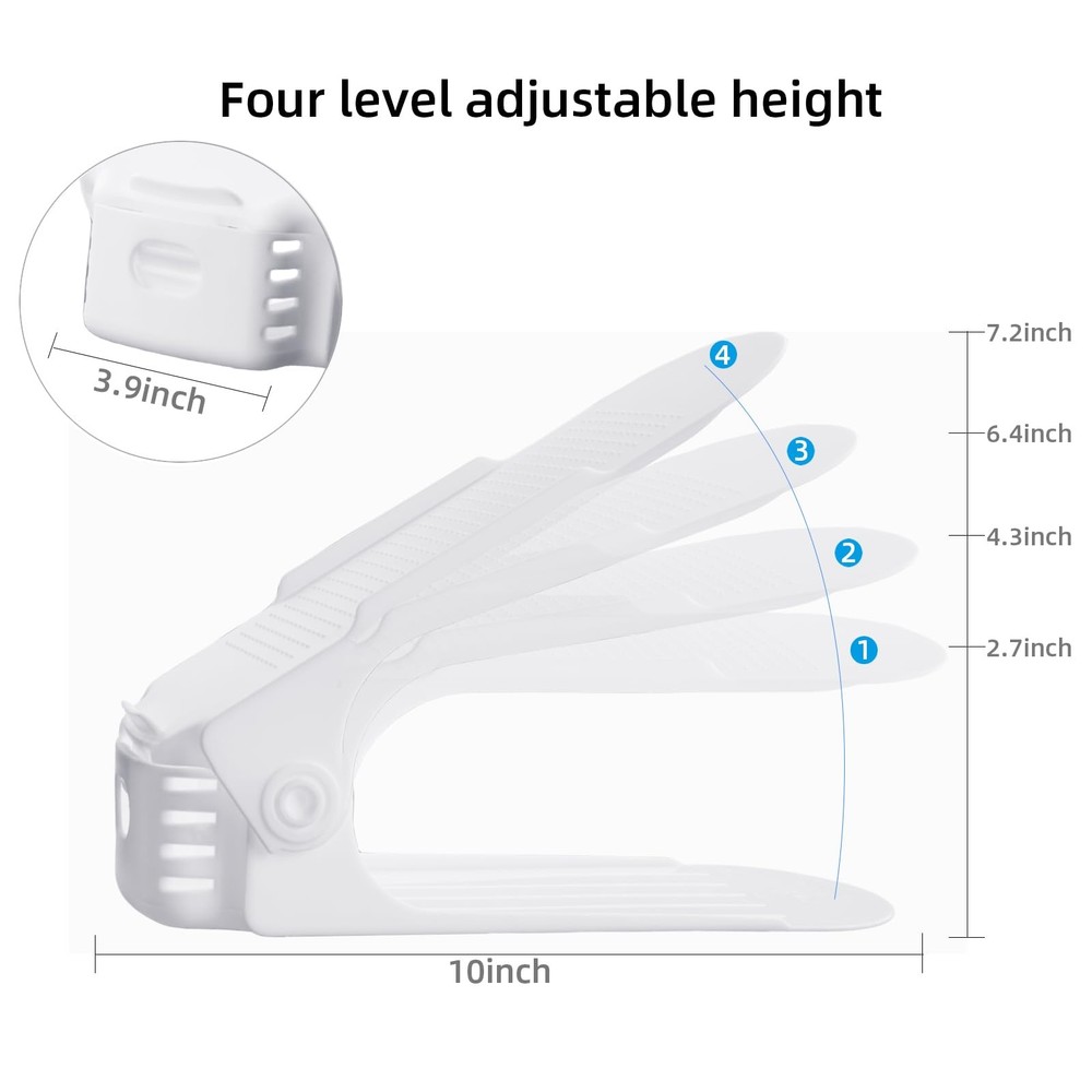 Shoe Slots Organizer, 12PCS Adjustable Double Layer Stack Shoe Rack, 50% Spac...