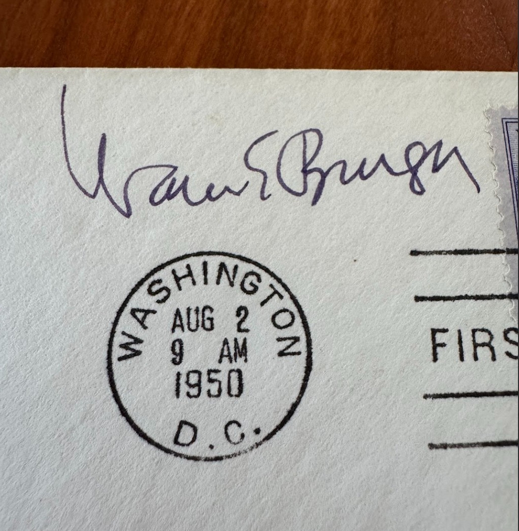 AUTOGRAPHED! Warren E. Burger Chief Justice Supreme Court Judicial FDC