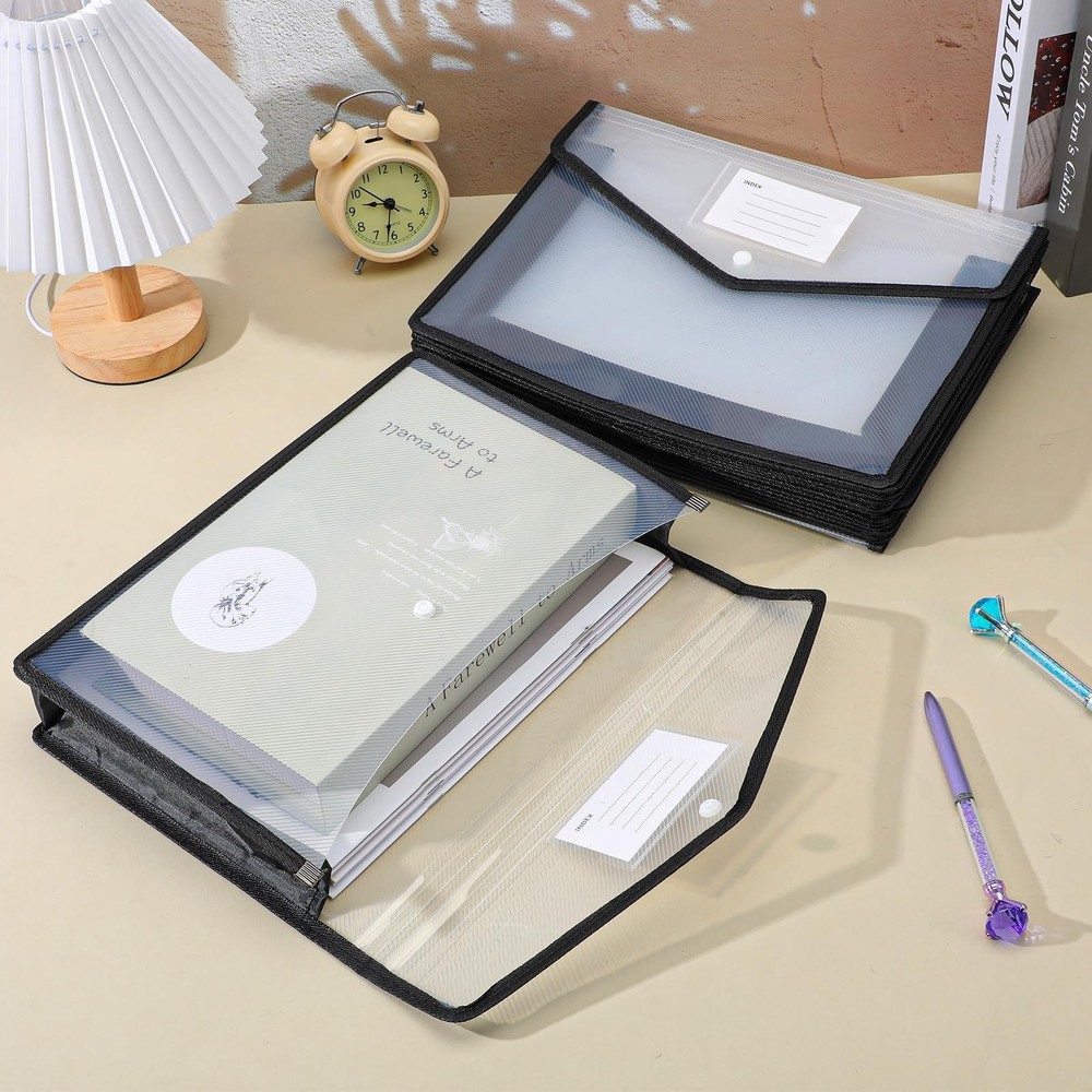 10 Pack Plastic Expanding File Folders, White A4 Size Waterproof Documents Or...
