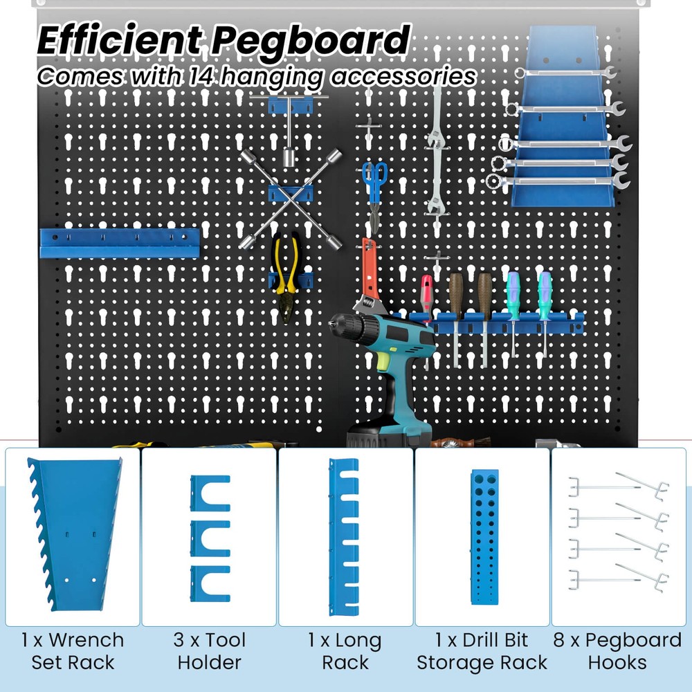 Multi-use Workbench with 2 Shelves Heavy-Duty Work Table Tool Storage Bench