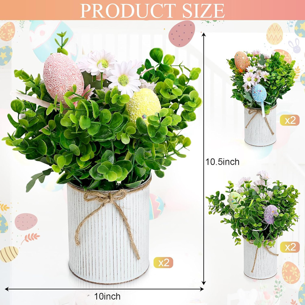 Spring Easter Table Decorations Centerpieces – Set of 6 Pre-Made Eggs Tabletop A