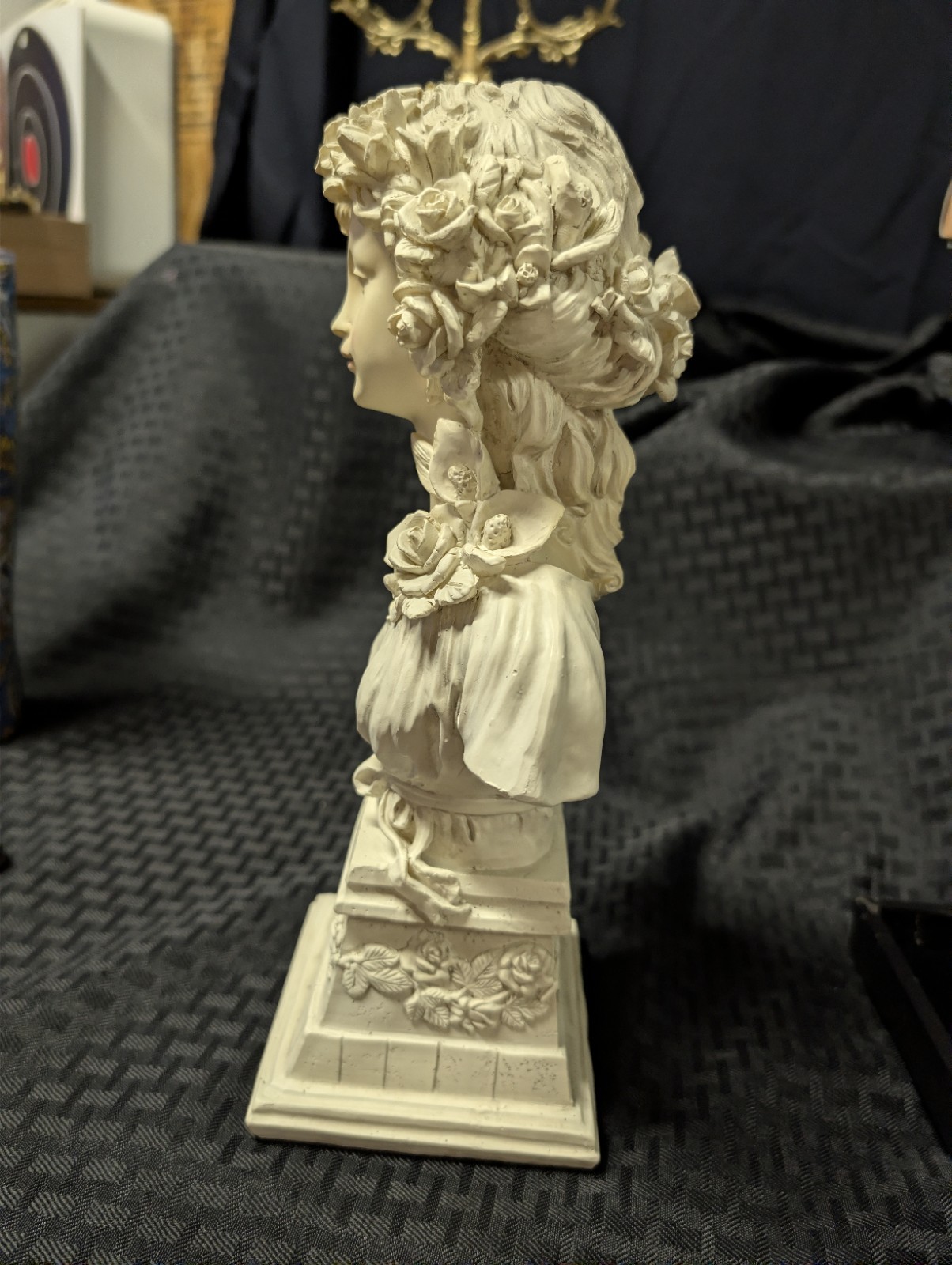 Art Nouveau alabaster bust of a woman by Adolfo Cipriani.