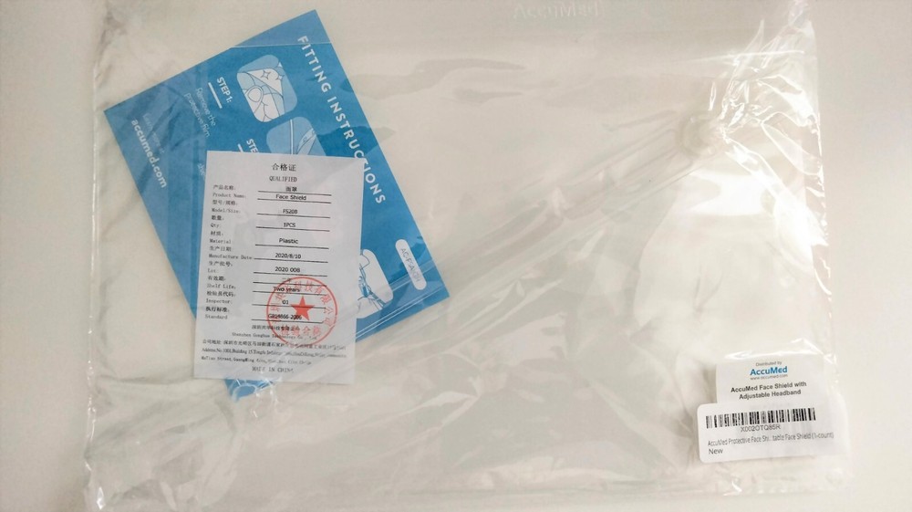 AccuMed 5 Protective Face Shields, Fully Transparent, Adjustable Headband