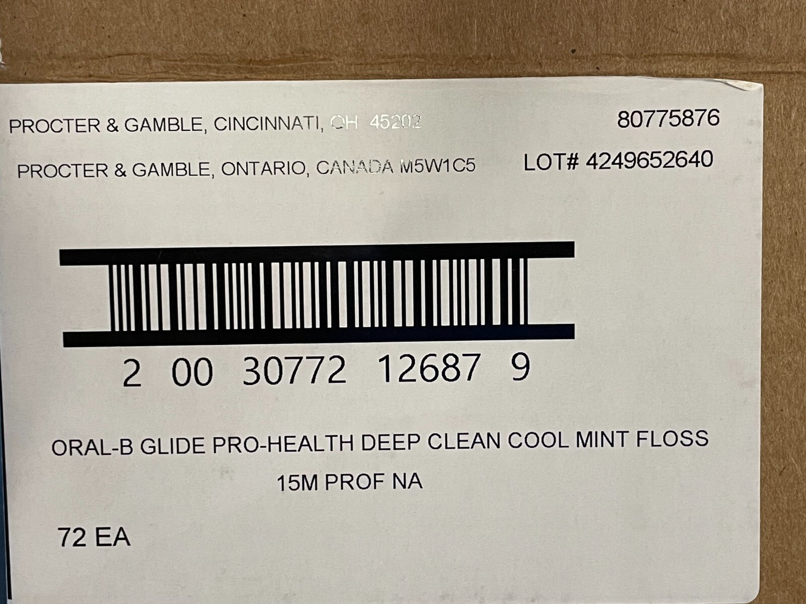 72 Pack Oral-B Glide Pro-Health Deep Clean Cool Mint Dental Floss 15M - 16.4YD