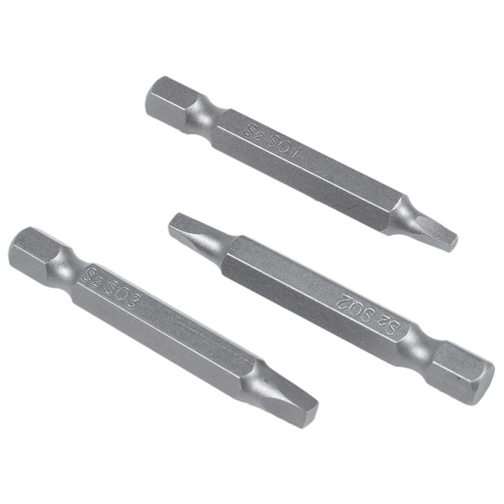 3Pcs 50Mm 1/4 Inch Hex Square Bits Square Head Screwdriver Bits S2 Alloy9394