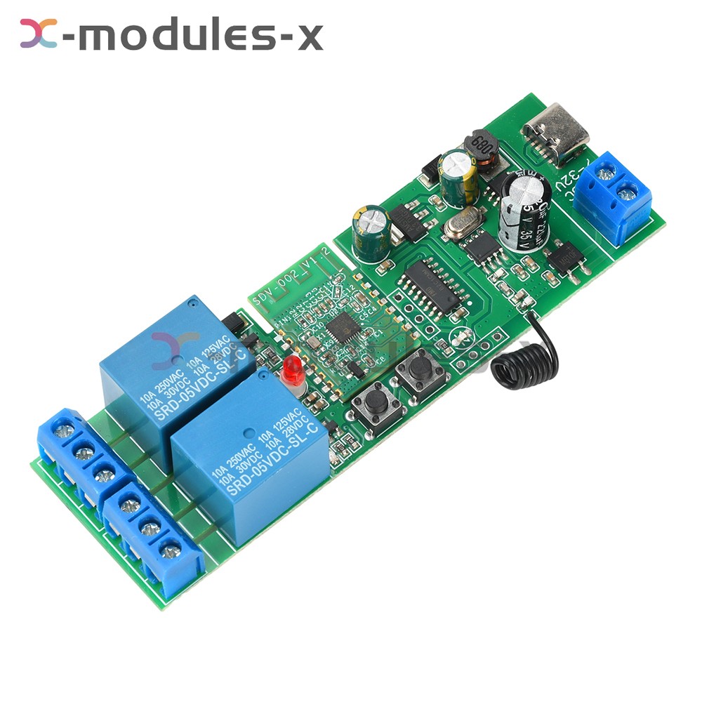 7V-32V AC/DC eWeLink APP Bluetooth 2CH WIFI Relay Switch Module Type-C RF 433