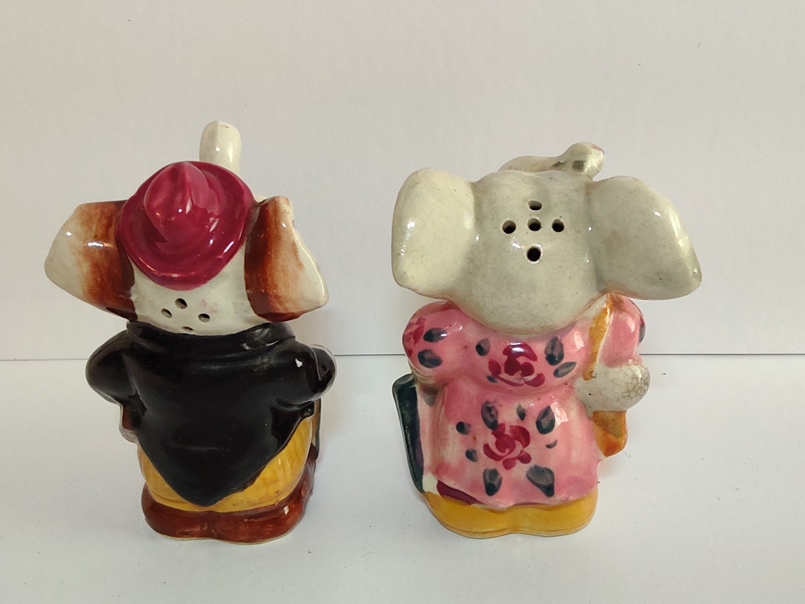Man & Woman Anthropomorphic Elephant Salt and Pepper Shakers