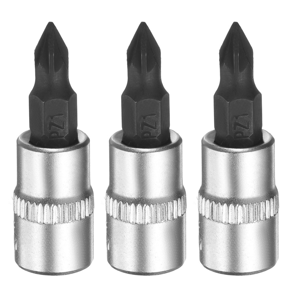 3pcs PZ1 Bit Socket 1/4" Square Drive Extension Impact Bit, Black