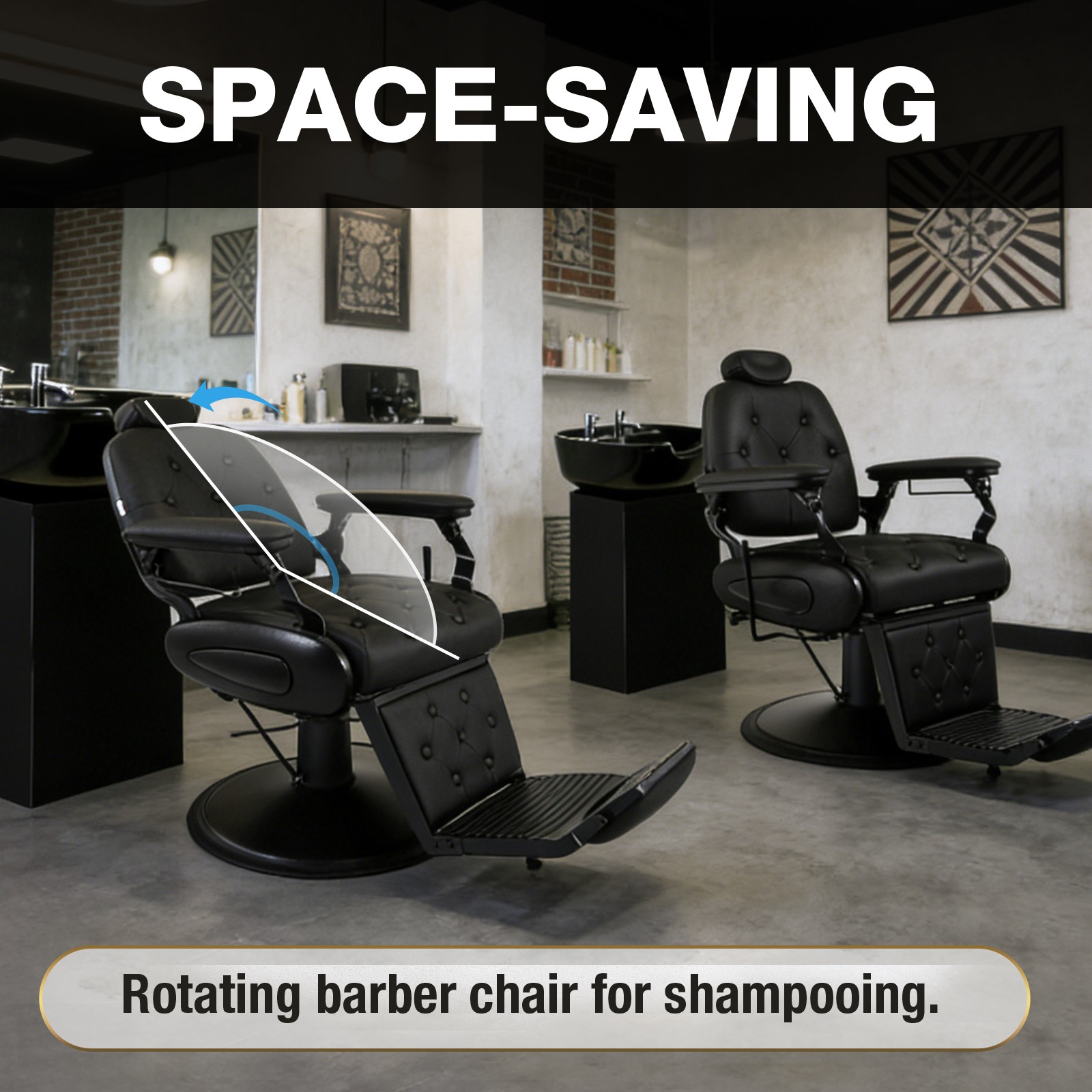 Black Recline All Purpose Barber Chair Heavy Duty Hydraulic Salon Beauty