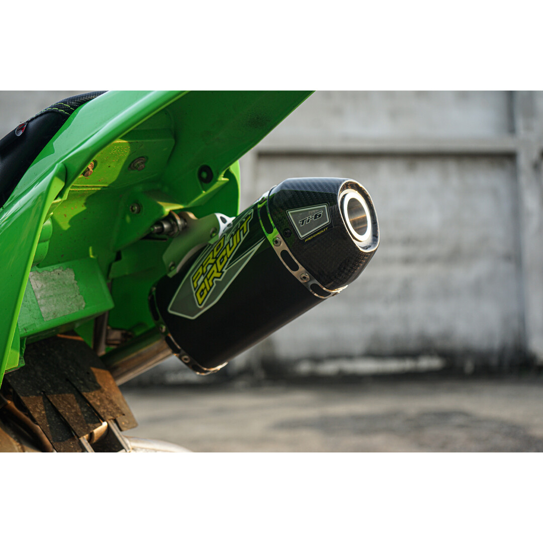 PIPE EXHAUST MUFFLER RACING CARBON FULL SYSTEM BLACK KAWASAKI KLX110 KLX110L