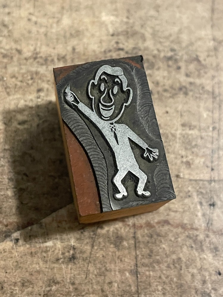 Printing Letterpress Printers Block Man Pointing (1026)