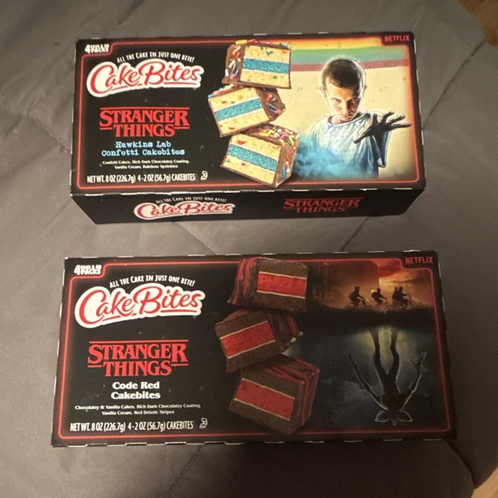 CakeBites Hawkins Lab Confetti & Code Red Cakebites Stranger Things 4 Packs 8oz