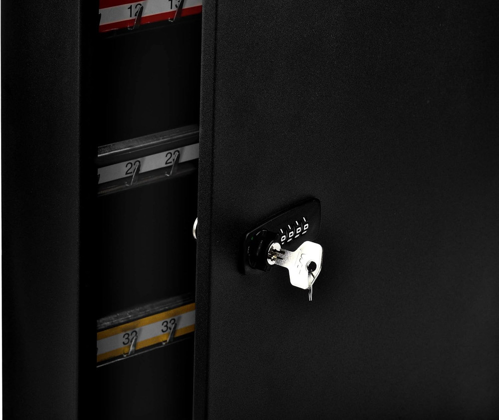 Durable Wall-Mounted Key Storage Cabinet with Combination Lock & Organizer