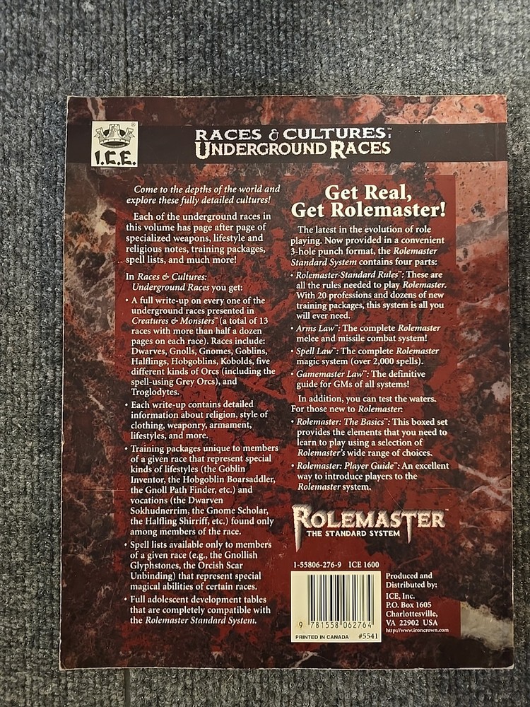 Underground Races - Rolemaster Sourcebook - I.C.E. #5541 - 1996