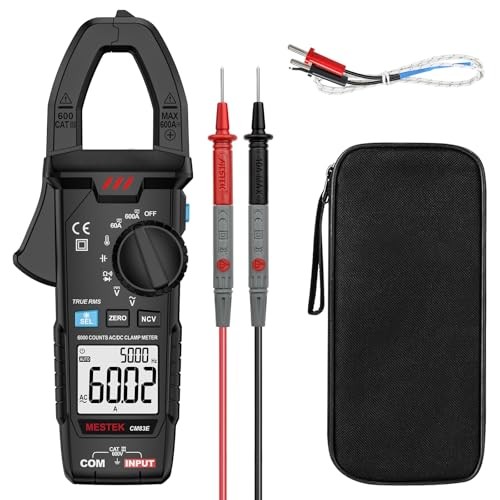 Clamp Meter, Digital Clamp Multimeter Voltage 600A AC DC Current Meter Black