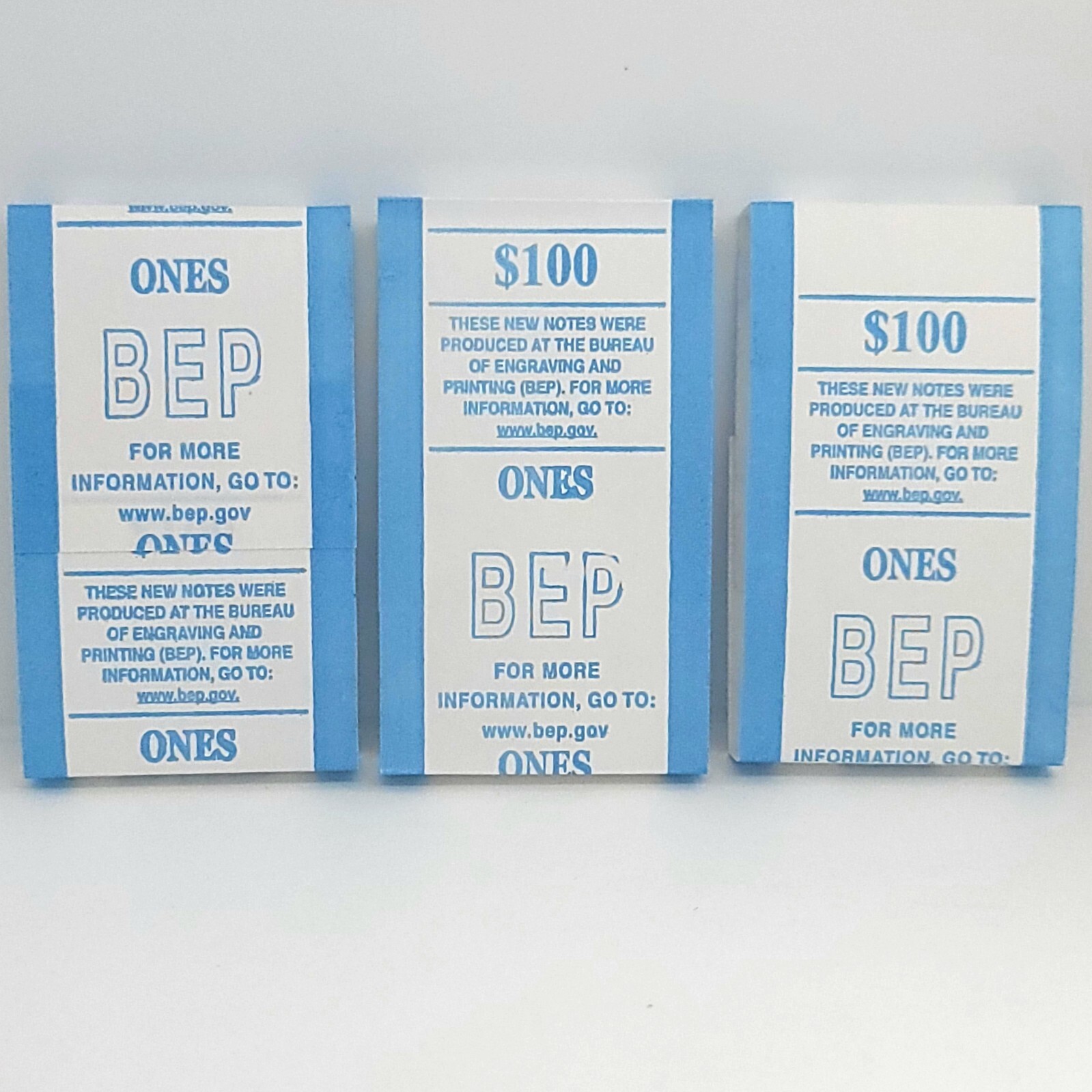 BEP Money Straps For 1 Dollar Bill Currency Bands Holds 100 Notes Lot of 3