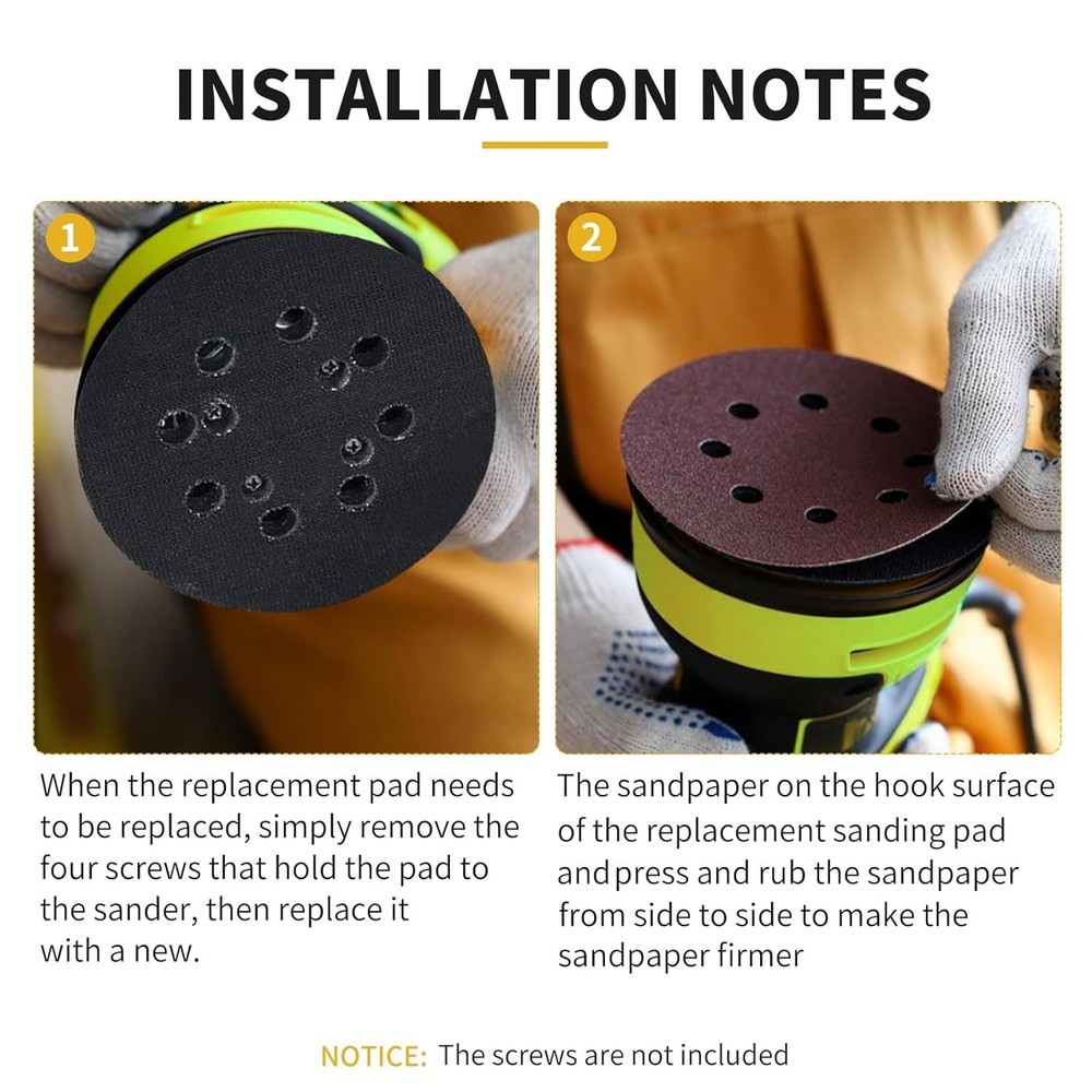 4-Pack 5-Inch Hook & Loop Sander Pads for Ryobi & More