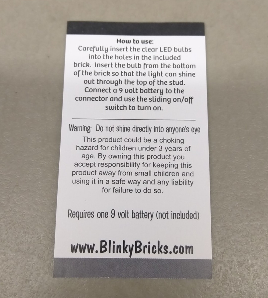 Blinky Bricks Solid White Dual LED Light Assembly NEW! 1x6 Plate Clear Slopes