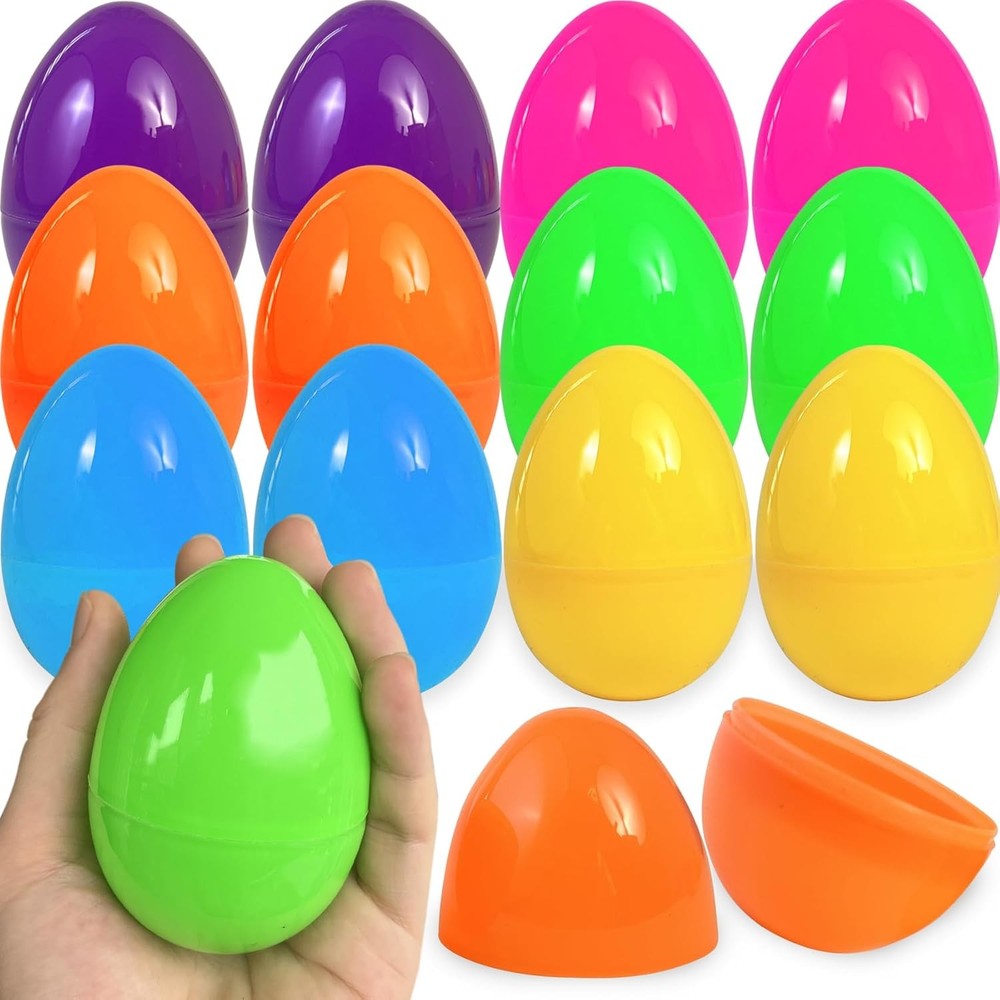 UOUYOO Empty plastic eggs 3.4 inch unfilled plastic Easter eggs for Easter Egg H