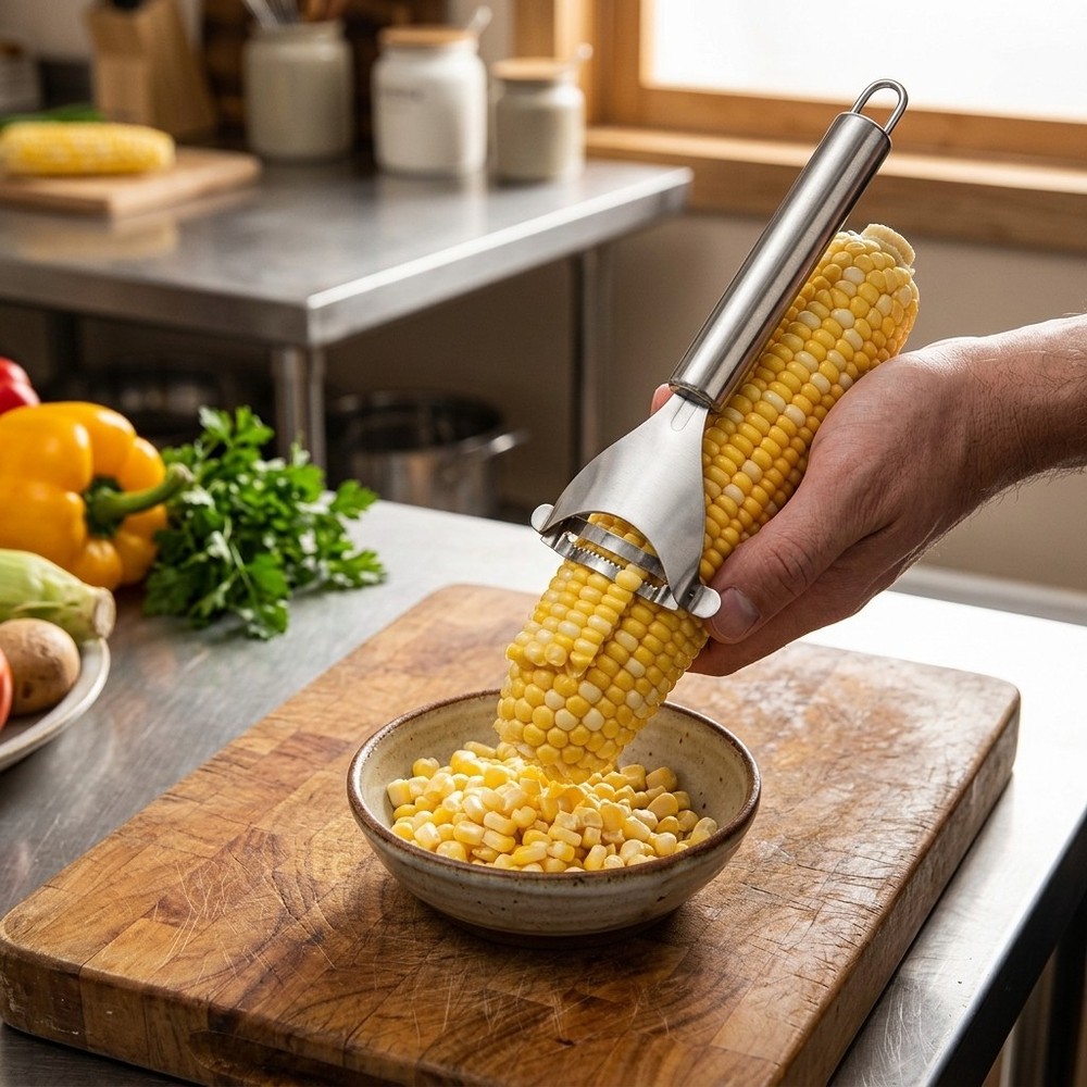 Kitchen Corn Stripper Stainless Steel Manual Corn Kernel Remover Gadget